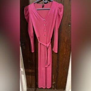 Shein Women's pink Sz S 4 dress shiny thin long sleeve gorgeous sexy EUC !